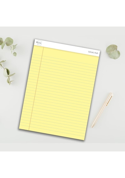 Letter Boyut 216 X 297mm , Sarı Renkli Legal Pad, Notluk, Notepad, Defter, 50 Yaprak, Geniş Satır Aralığı, Okul, Çok Renkli