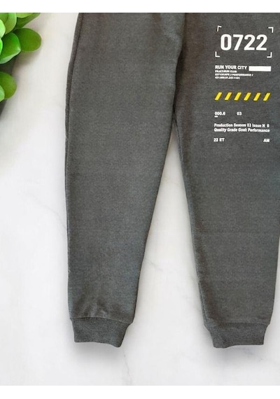 Zekids Erkek Çocuk Run Your City Yazılı Eşofman Alt-14208 Gri