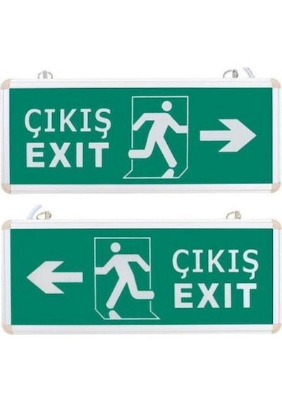 Acil Çıkış Exit Tabela Sağ Sol Yön Armatür Ledli 3 Saat Akülü