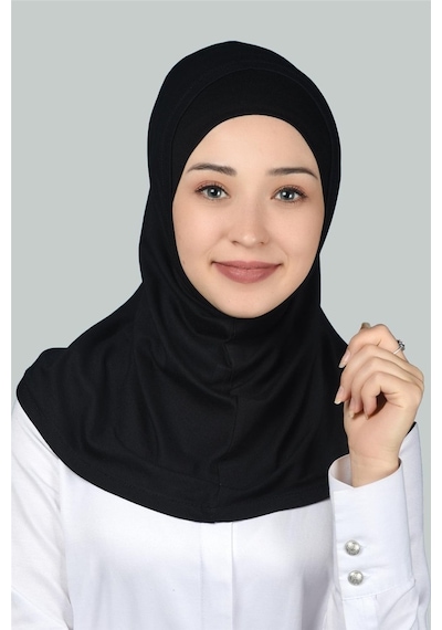 Altobeh İkili Set Pratik Eşarp Hazır Türban Ve Hijab Tesettür Bonesi Siyah