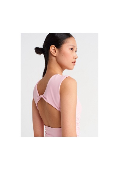 Rouge Basıc Dlv21132 Sırtı Açık Büzgülü Top Pembe