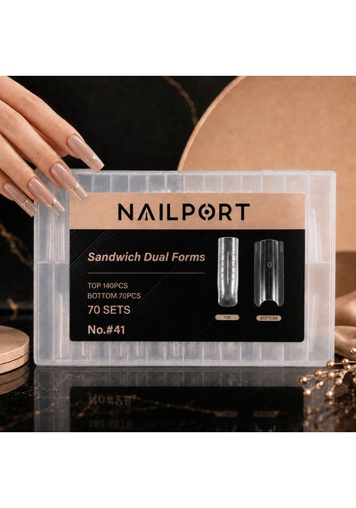 Long Square Protez Tırnak Sandwich Dual Üst Form Jel Polygel Acrygel - Akrijel Ve Polijel İçin Dual Form Şablon 140lı Wn-df041