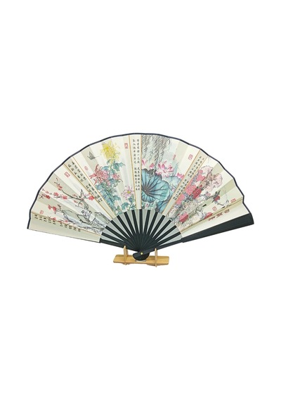 Çin Bambu Keten Kumaş Yelpaze 04bsd Siyah Büyük Boy 60cm No.4s Adet-1