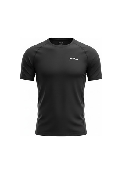 Nepall Pokalde Siyah Spor Fit Tişört Siyah Siyah