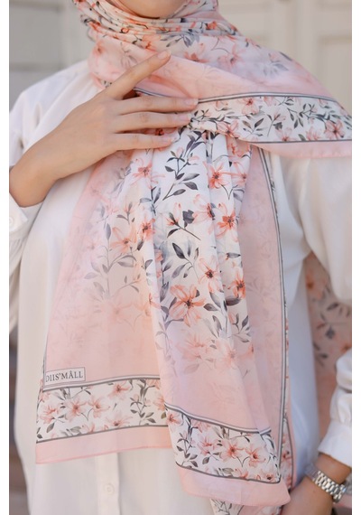 Mimiyum Lemon Flower Nayf İpek Şal Pembe
