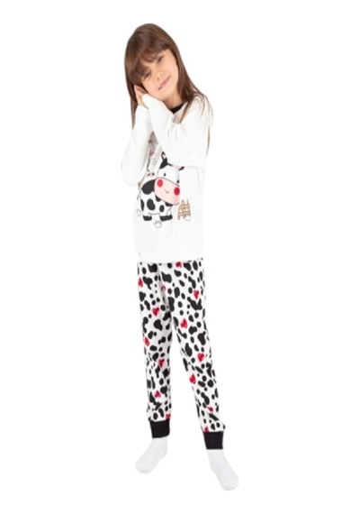İnekli Maskeli Kız Çocuk Pijama Takımı