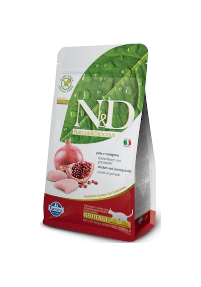 N&D Tahılsız Tavuklu ve Narlı Kısırlaştırılmış Yetişkin Kedi Maması 1500 G
