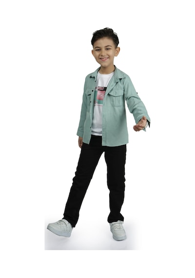Mnk Baby & Kids Gömlek , Pantolon , T-shirt 3parça Erkek Çocuk Takım Mnk1754 Yeşil
