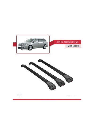 Toyota Avensis Sw 2003-2009 Arası İle Uyumlu Ace-1 Ara Atkı Tavan Barı Siyah 3 Adet Bar