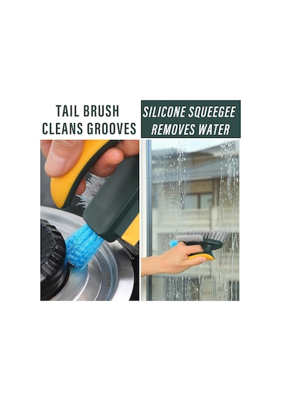 Yer Fırçası, 4'ü 1 Arada V-şekilli Sert Kıllar Ve Yumuşak Çekçekli Tasarım, Banyo İle Mutfak Fayans Araları İçin Ergonomik Kaymaz Saplı Temizleme Fırçası, Ölü Köşeler Ve Derz Temizleyici