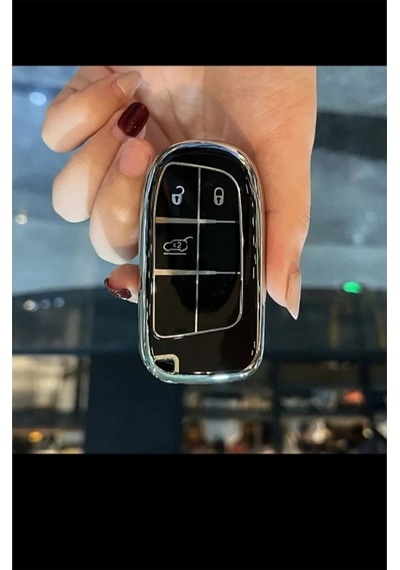 Gma Keys Lüx Fiat Egea Cross 500x Uyumlu 500l 3 Buton Nano Anahtar Kılıfı Siyah Gümüş Silver Renk