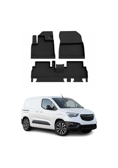 Opel Combo E 2018-2022 Uyumlu 4d Havuzlu Paspas Kauçuk Siyah 3 Parça