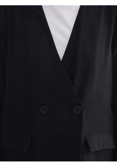 Lcwaıkıkı Classic Siyah V Yaka Krep Kadın Blazer Ceket