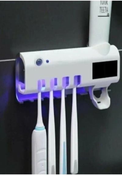 Akıllı Otomatik Duvar Diş Fırçası Sterilizatörü Diş Macunu Dispenseri Tutucu Diş Macunu Sıkacağı Beyaz