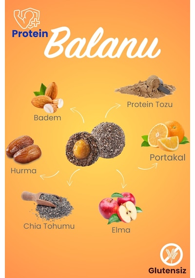 Meyveli Portakallı & Bademli Protein Topları 55gr X3 Adet