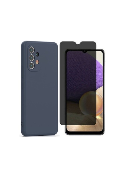 Samsung Galaxy Uyumlu A33 5g Esnek Dayanıklı Soft Tasarım Kılıf Ve Hayalet Gizli Ekran Koruyucu Col177967-lacivert