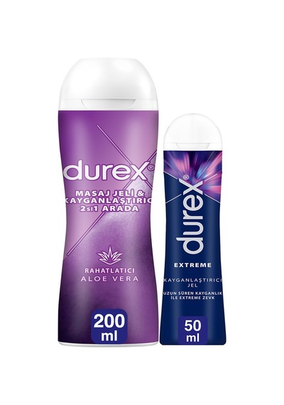 Durex Extreme Jel 50 ML + Aloe Vera Kayganlaştırıcı ve Masaj Jeli 200 ML