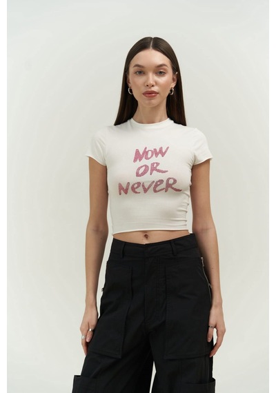 Mai Collection 2726 - Now Or Never Beyaz Penye Crop