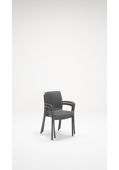 Rattan Lüx Camlı 90x150 Bahçe&balkon&teras Masa Seti - Antrasit Gri