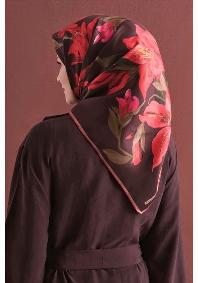 Armine İpek Eşarp 2027 Kış - 9620-06 Kahverengi Twill