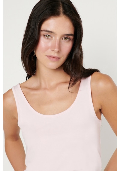 Ac&co / Altınyıldız Classics Kadın Pembe Yumuşak Dokulu Nefes Alabilen Rahat Slim Fit Bisiklet Yaka Esnek Örme Atlet