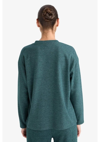 Defacto Relax Fit Bisiklet Yaka Sweatshirt F1013ax25augn650 Yeşil