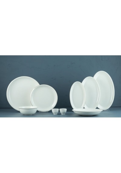 Evaliza Platin Elegant 30 Parça Yemek Takımı- 6 Kişilik Beyaz - Platin
