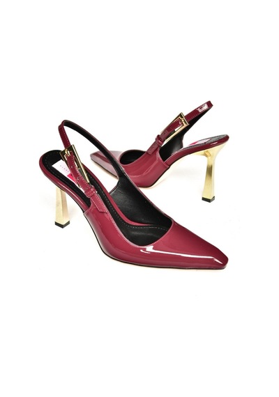 Fox Shoes S752098708 Bordo Rugan Kalın Topuklu Kadın Ayakkabı Bordo