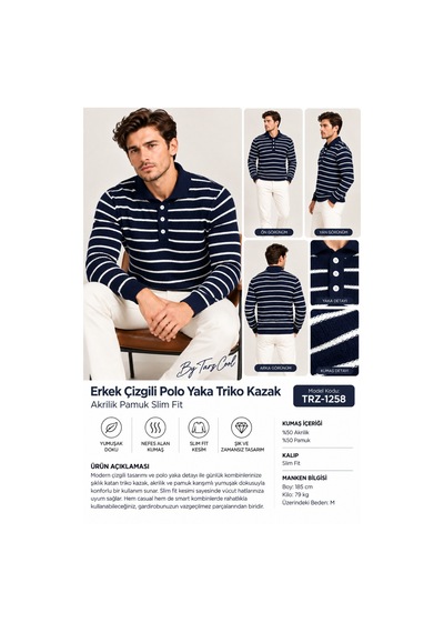 Cool Tarz Erkek Çizgili Polo Yaka Triko Kazak Slim Fit Uzun Kollu Pamuk Akrilik Karışımlı Beyaz Beyaz Cool Tarz Erkek Çizgili Polo Yaka Triko Kazak Slim Fit Uzun Kollu Pamuk Akrilik Karışımlı Beyaz Beyaz