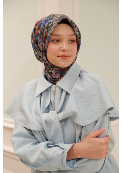 Silk Home Soft Eşarp 73081-01 Antrasit, Turuncu, Mavi, Gümüş