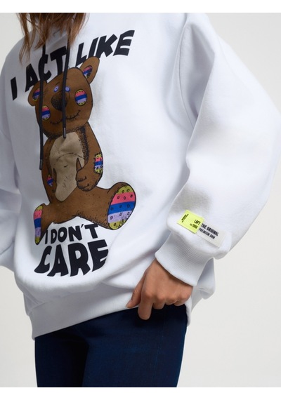 Oversize Kadın Sweatshirt Beyaz