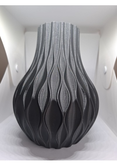 Dalga Desenli Vazo -20 Cm Siyah