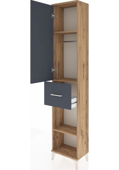 Arges Dolap 3 Raflı Tek Çekmeceli Tek Askılı 44x30x221 Çam-antrasit Atlas Çam Arges Dolap 3 Raflı Tek Çekmeceli Tek Askılı 44x30x221 Çam-antrasit Atlas Çam