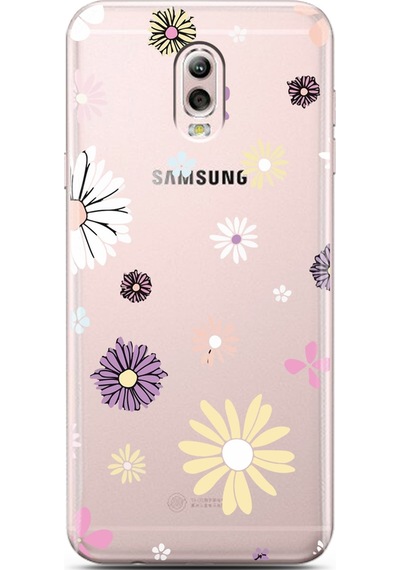 Samsung Uyumlu C8 Candy Floral Tasarımlı Süper Şeffaf Telefon Kılıfı Çok Renkli