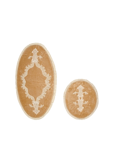 Sirma Welsoft Dantelli Saçakli Oval Klozet Takımı 2 Pcs Antrasit Cappuccino
