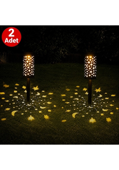 2'li Solar 43 Cm Güneş Enerjili Bahçe Lambası Solar Dekoratif Kazık Aydınlatma Balkon Teras Yürüyüş Yolu 85013462