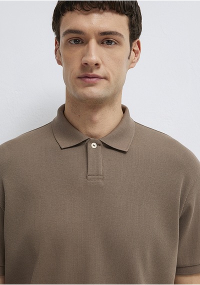 Mavi - Kahverengi Polo Tişört 0613126-83866 Kahverengi