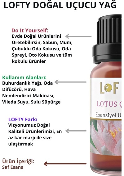 Lofty Lotus Çiçeği Uçucu Yağ Buhurdanlık Esansı Oda Kokusu 10 ML