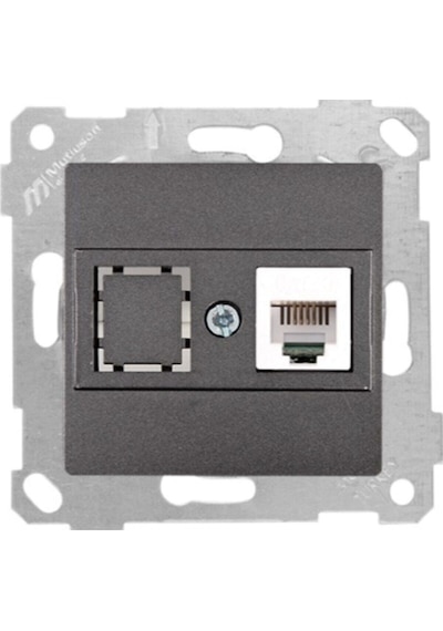 Mutlusan Rita Füme Mek+tuş Telefon Prizi 1xrj12 Cat3 Mut-2200 125 0195