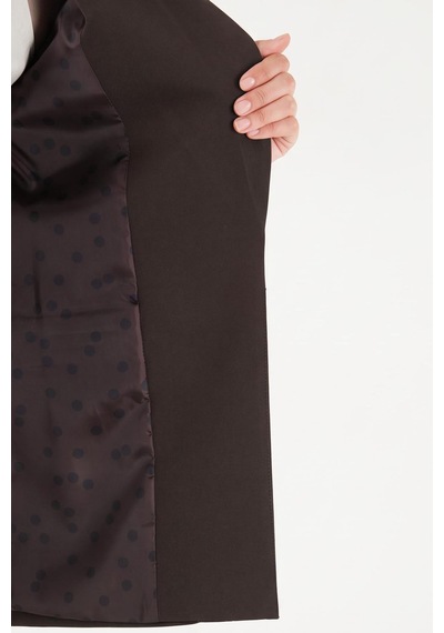 Lela Puantiye Astarlı Belden Bağlamalı Blazer Ceket Kadın Ceket 6524049 Kahve