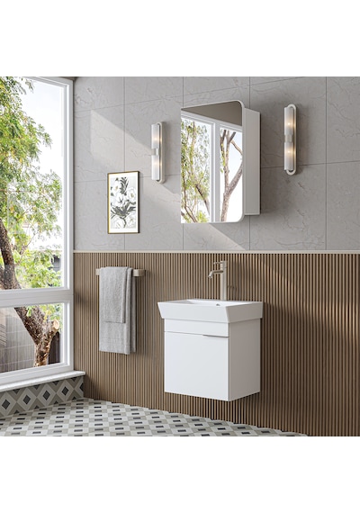 Likya Mdflam Tek Kapaklı Lavabolu 49 Cm Banyo Dolabı + Üst Dolabı, Mini Lavabolu Banyo Dolabı Takımı Beyaz Likya Mdflam Tek Kapaklı Lavabolu 49 Cm Banyo Dolabı + Üst Dolabı, Mini Lavabolu Banyo Dolabı Takımı Beyaz