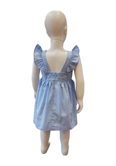 Çikoby Kız Bebek Pamuklu Fiyonklu Elbise-13883 Mavi
