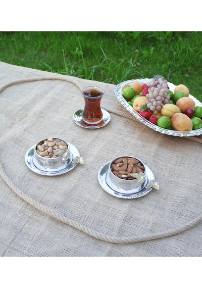 Bakır Çerezlik Kelebekli Tabaklı Model Gümüş Renk