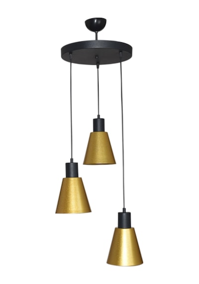 Trend Modern Tasarım Cafe Mutfak Salon Siyah - Gold Renk 3 Lü Avize Diğer