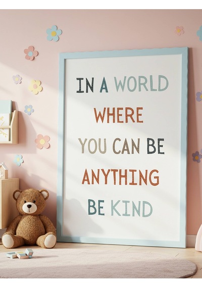 In A World Where You Can Be Anything Be Kind Dijital Baskı Poster V1 Çerçevesiz