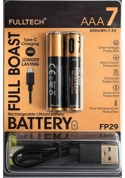 Exenar - Şarjlı İnce Pil Aaa Şarj Edilebilir Kumanda Pili 1.5v 800mwh Lityum-ion İnce Pil Aaa7 Type-c Şarjlı