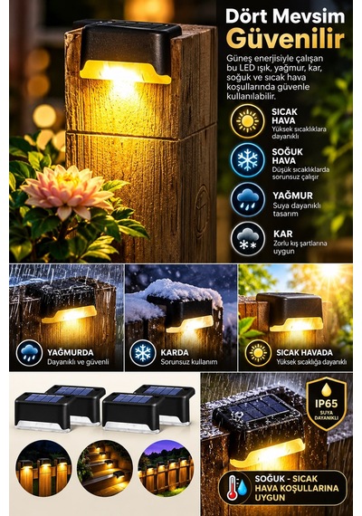 Jasper 4'lü Solar Güneş Enerjili Basamak Aydınlatma Su Geçirmez Dış Mekan Merdiven Çit Lambası Gün Işık