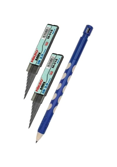 Kalın Uçlu Versatil Kalem 2.0 Mm Mavi 1 Adet Ve 2.0 Mm Kalın Uç Siyah 2 Adet Kalın Uçlu Mekanik Tek Renk