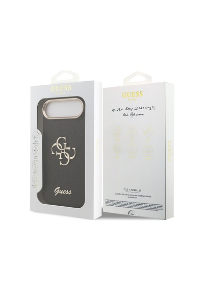Apple Uyumlu iPhone 17 Air Kılıf Guess Lisanslı 4g Büyük Metal Kamera Çerçeveli Ve Logolu Glitter Kapak Siyah