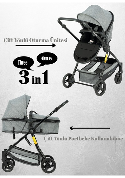 Quard Promax Travel Sistem Bebek Arabası Gri